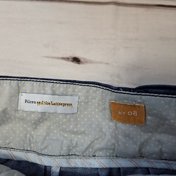 Pilcro And The Letterpress Darkwash Button Front Denim Skirt Size 8 - Picture 4 of 5